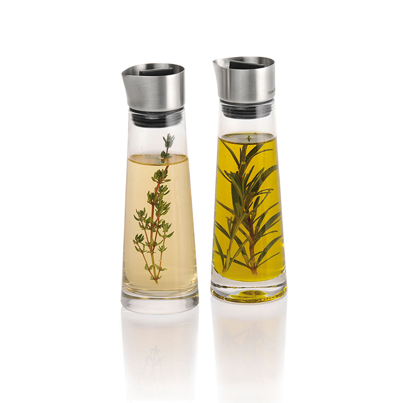 BLOMUS Essig und Öl Set (180 ml, transparent, Edelstahl Matt, Kunststoff, Silikon, Glas klar