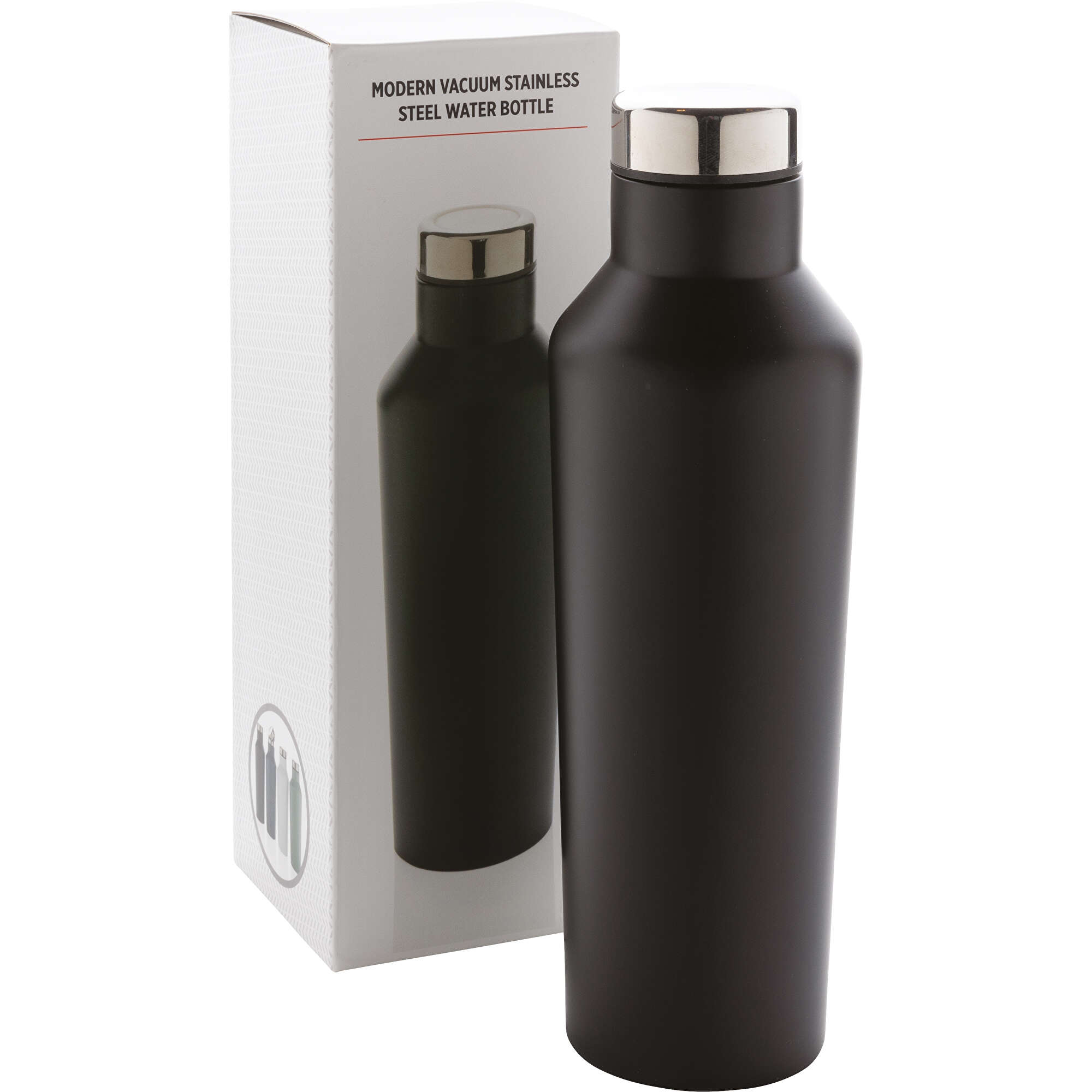 Moderne Vakuum-Flasche aus Stainless Steel (schwarz, Edelstahl, PP ...