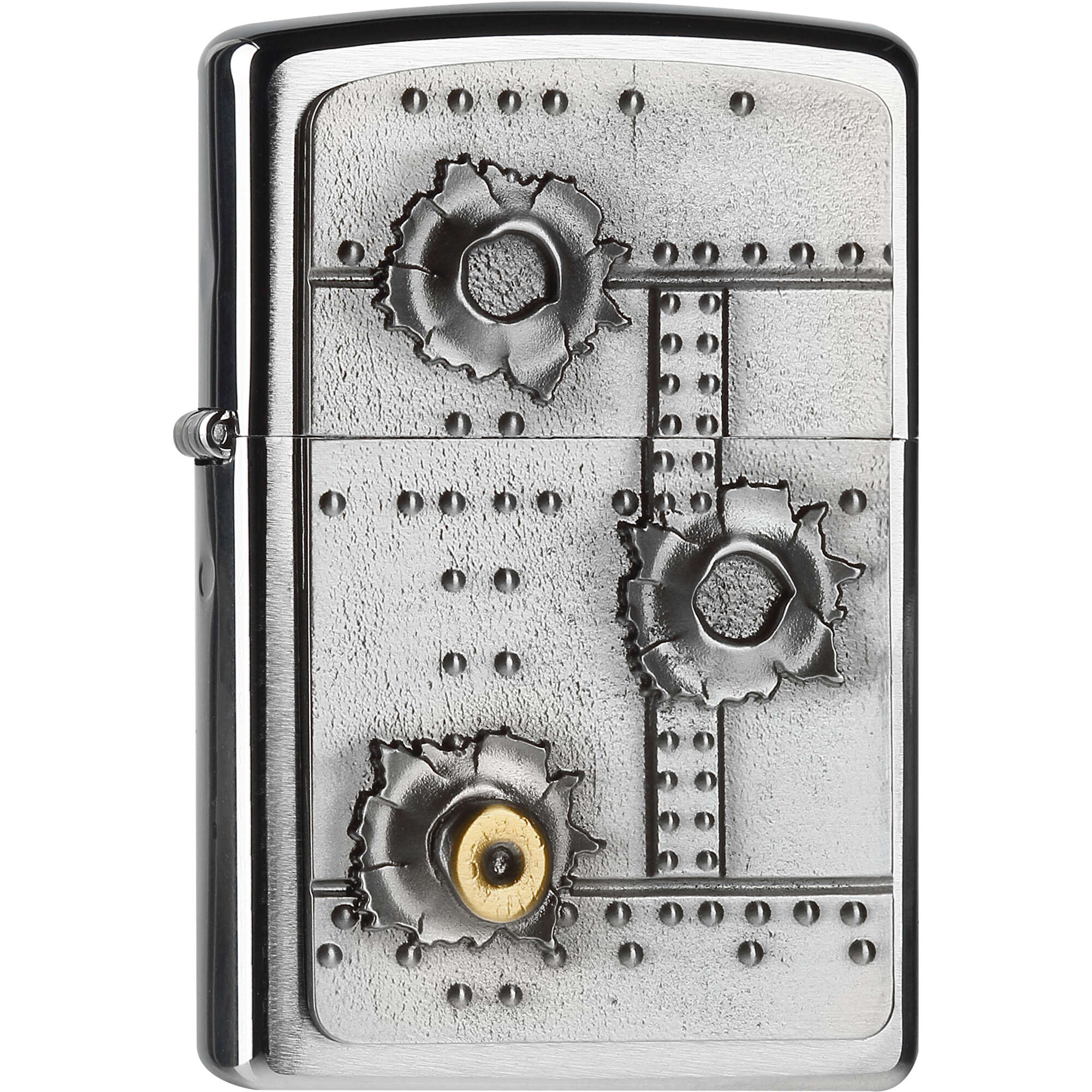 Zippo Pl 200 Bullet Holes 3d Unbefüllt Argenté Acier Inoxydable 55g Comme Goodies