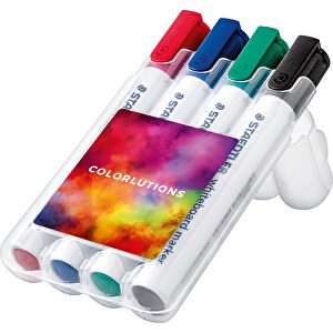 STAEDTLER Lumocolor Whiteboard Marker, Box Mit 4 Markern , Staedtler, transparent, Kunststoff, 15,10cm x 2,70cm x 8,10cm (Länge x Höhe x Breite)
