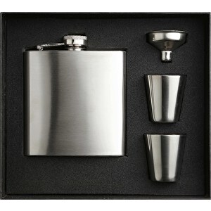 Slimmy Flask Set , silber matt, rostfreier Stahl, 16,50cm x 4,00cm (Länge x Breite)
