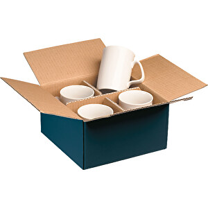 Verpackung Für 4 Tassen , dunkelblau, Karton, 21,00cm x 11,50cm x 20,50cm (Länge x Höhe x Breite)