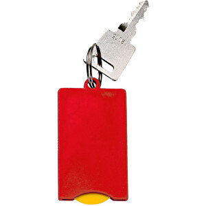 Chip-Schlüsselanhänger 'Square' , standard-rot/vario, Kunststoff, 5,70cm x 3,00cm x 0,40cm (Länge x Höhe x Breite)