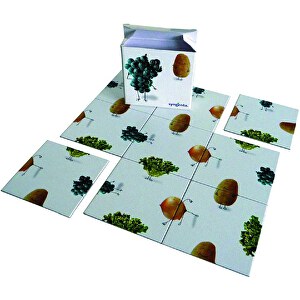 3 X 3 Puzzle , Karten = 2 x 350 g/m2 Karton  Faltschachtel = 300 g/m2, 6,10cm x 1,10cm x 6,10cm (Länge x Höhe x Breite)