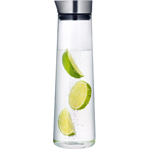 Wasserkaraffe 1L  'ACQUA' , Blomus, transparent, Edelstahl (matt), Glas (klar), Silikon, 9,00cm x 30,00cm x 9,00cm (Länge x Höhe x Breite)