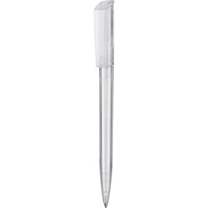 Kugelschreiber FLIP TRANSPARENT , Ritter-Pen, weiß, ABS-Kunststoff, 14,00cm (Länge)