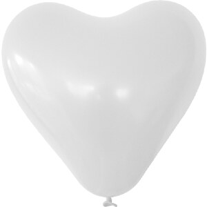 Luftballon Herzform-Siebdruck , weiss, Naturlatex, 28,00cm x 28,00cm (Länge x Breite)
