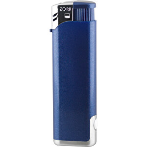 ZORR  LED Piezo Feuerzeug , blau metallic, Kunststoff, 8,10cm x 1,10cm x 2,40cm (Länge x Höhe x Breite)