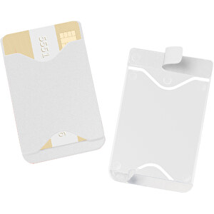 Kartenhalter, Selbstklebend , weiß, PP, 9,30cm x 0,40cm x 5,70cm (Länge x Höhe x Breite)