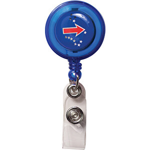 Namensschildhalter , transparent blau, ABS, Metall, 8,50cm x 1,50cm x 3,20cm (Länge x Höhe x Breite)