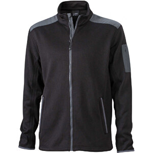 Men’s Knitted Fleece Jacket , James Nicholson, schwarz/carbon, 100% Polyester, S, 