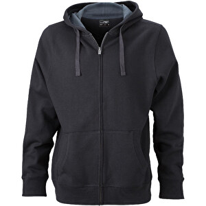 Men’s Hooded Jacket , James Nicholson, schwarz/carbon, 80% Baumwolle, gekämmt, 20% Polyester, S, 