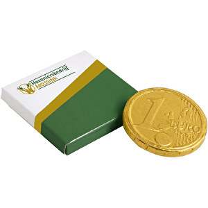 Kleine Box Mit Schokolade-Münze , Karton, 4,70cm x 0,60cm x 4,70cm (Länge x Höhe x Breite)