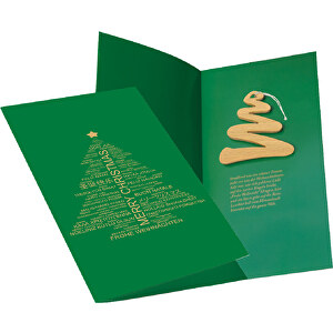 Weihnachtskarte Tannenbaum , grün, Papier, Holz, 10,50cm x 21,00cm (Länge x Breite)