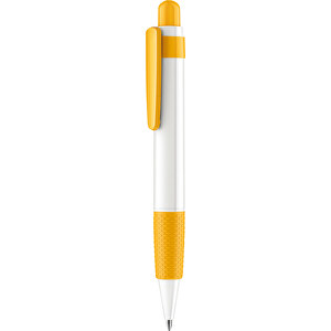 Senator® Big Pen Polished Basic Druckkugelschreiber , Senator, weiß/gelb, Kunststoff, 13,00cm x 136,00cm x 17,00cm (Länge x Höhe x Breite)