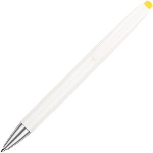 Kugelschreiber Roxi Weiß , Promo Effects, weiß / gelb, Kunststoff, 14,10cm (Länge)