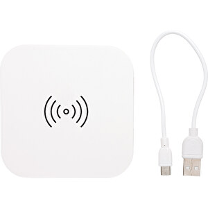 Wireless-5W-Charging-Pad , weiss, ABS, 9,00cm x 1,00cm x 9,00cm (Länge x Höhe x Breite)