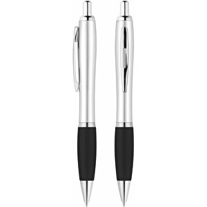 EXPRESSDRUCK Druckkugelschreiber 'Beta' , silber, schwarz, ABS, 14,10cm (Länge)