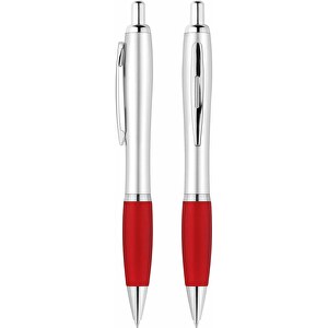 EXPRESSDRUCK Druckkugelschreiber 'Beta' , silber, rot, ABS, 1,41cm (Länge)