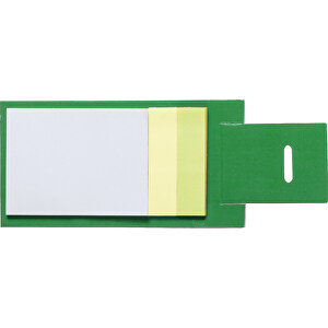 Notizzettelbox NOVICH , grün, Pappe, 5,40cm x 6,50cm x 10,00cm (Länge x Höhe x Breite)