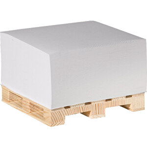 Zettelblock Auf Holzpalette 10x10x5cm , weiß, Holzfreies Papier & Holz, 10,00cm x 6,60cm x 10,00cm (Länge x Höhe x Breite)