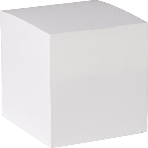 Quadratischer Zettelblock Weiß 9x9x9cm , weiß, Holzfreies Papier, 9,00cm x 9,00cm x 9,00cm (Länge x Höhe x Breite)