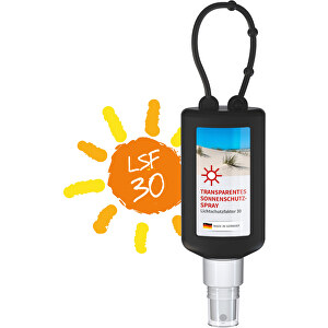 Sonnenschutzspray (LSF50), 50 Ml Bumper (schwarz), Body Label (R-PET) , schwarz, Kunststoff (100% recycelt), Folie, Silikon, 2,20cm x 14,00cm x 4,70cm (Länge x Höhe x Breite)