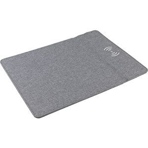 Mousepad Inklusive Kabellosem Lader (5W) , grau, Polyester, 22,00cm x 0,60cm x 29,50cm (Länge x Höhe x Breite)