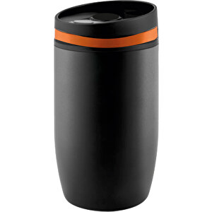 Metmaxx® Vakuumbecher 'CremaOfficinaNero' Schwarz/orange , Metmaxx, schwarz / orange, Metall/Kunststoff, 14,70cm x 8,90cm (Länge x Breite)