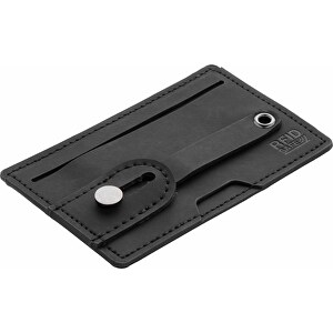 3-in1-RFID Kartenhalter Für Ihr Smartphone , schwarz, PU, 10,40cm x 0,40cm x 6,40cm (Länge x Höhe x Breite)