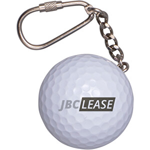 Golfball-Schlüsselanhänger , weiss, Kunststoff/Metall, 4,00cm (Länge)