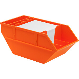 Zettelbox 'Container' , orange, PS+PAP, 21,00cm x 9,00cm x 10,70cm (Länge x Höhe x Breite)