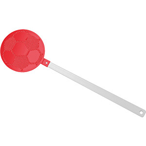Fliegenklatsche 'Fußball' , weiß, rot, PE+PS, 42,30cm x 0,50cm x 11,80cm (Länge x Höhe x Breite)