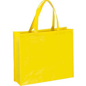 Tasche FLUBBER , gelb, Laminiert Vliesstoff, 40,00cm x 11,50cm x 35,00cm (Länge x Höhe x Breite)