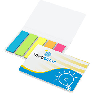 Memo-Card Papiermarker Green+blue Inkl. 4C-Druck , individuell, 5,40cm x 7,70cm (Länge x Breite)