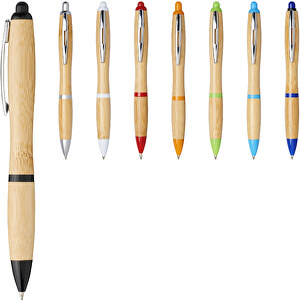 Nash Kugelschreiber Aus Bambus , Green Concept, natur / orange, Bambusholz, ABS Kunststoff, 14,00cm (Länge)