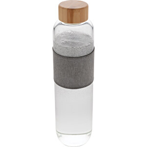 Impact Borosilikat-Glasflasche Mit Bambusdeckel , transparent / grau, Glas, Bambus, 26,50cm (Höhe)