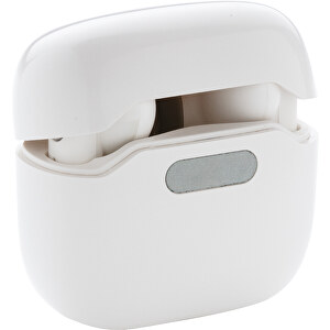 TWS Ohrhörer In UV-C Sterilisations Lade-Case , weiß, ABS, Silikon, 5,30cm x 4,90cm x 2,90cm (Länge x Höhe x Breite)