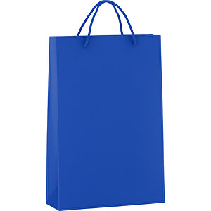 Tragetasche Basic 5 Mit Baumwollkordeln , blau, Kraftpapier, 24,00cm x 36,00cm x 9,00cm (Länge x Höhe x Breite)