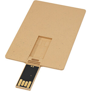 Rechteckiger, Ausklappbarer USB-Stick In Kreditkarten-Format , Kraftpapier MB , 65 GB , Getreide Kunststoff MB , 8,30cm x 0,30cm x 5,20cm (Länge x Höhe x Breite)