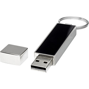 Rechteckiger Light Up USB Stick , schwarz, blau MB , 65 GB , Zink Legierung, Kunststoff MB , 6,80cm x 0,90cm x 1,70cm (Länge x Höhe x Breite)