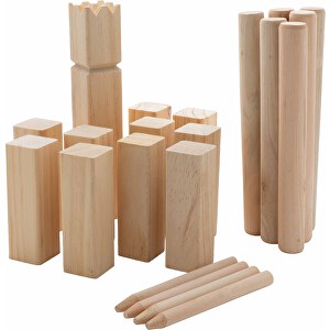 Kubb Wikingerschach-Spiel Aus Holz , braun, Holz, 32,50cm x 1,00cm x 34,00cm (Länge x Höhe x Breite)