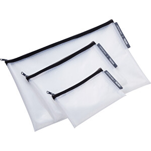 TROIKA Set TROIKA ZIPPER BAGS , Troika, schwarz, transparent, weiß, Kunststoff, 36,00cm x 2,00cm x 25,00cm (Länge x Höhe x Breite)