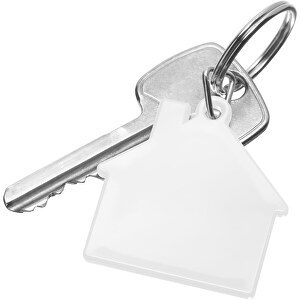 Schlüsselanhänger 'Haus' , weiß, PS+MET, 4,00cm x 0,30cm x 4,10cm (Länge x Höhe x Breite)