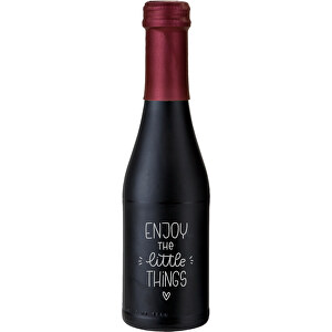 Promo Secco Piccolo - Flasche Schwarz Matt - Kapselfarbe Bordeauxrot, 0,2 L , bordeaux, Glas, 5,50cm x 20,00cm x 5,50cm (Länge x Höhe x Breite)