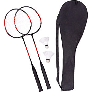Badminton-Set SMASH , rot / schwarz, Eisen / Kunststoff, 66,00cm x 2,70cm x 21,00cm (Länge x Höhe x Breite)