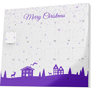 XS Adventskalender Weihnachtsdorf , M&M's, weiß / violet, Vollkartonhülle, weiß, 1,60cm x 12,00cm x 14,00cm (Länge x Höhe x Breite)