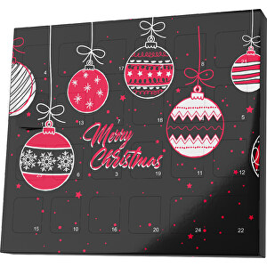 XS Adventskalender Weihnachtskugeln , Brandt, schwarz / ampelrot, Vollkartonhülle, weiss, 1,60cm x 12,00cm x 14,00cm (Länge x Höhe x Breite)