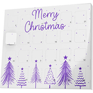 XS Adventskalender Merry Christmas Tanne , M&M's, weiß / violet, Vollkartonhülle, weiß, 1,60cm x 12,00cm x 14,00cm (Länge x Höhe x Breite)