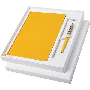 Classic Notizbuch Und Parker Stift-Geschenkbox , weiß, Karton Papier, 22,40cm x 3,20cm x 24,90cm (Länge x Höhe x Breite)